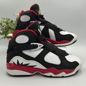 Nike Jordan Kids 8 Retro GS Mid Red Black Synthetic Sneakers Shoes Size 6.5Y